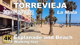 Torrevieja - La Mata Playa (Esplnade and Beach) - Spain | Costa Blanca - Walking tour [4k 60 fps]