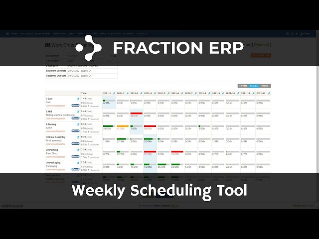 Fraction ERP - Weekly Scheduling Tool
