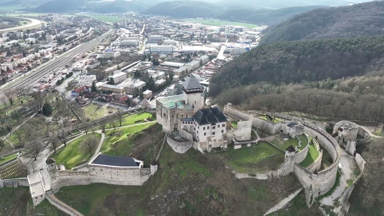Trenčiansky Hrad - Trencin castle Slovakia  4k aerial