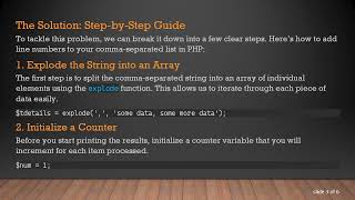 How to Add Numbers to Each Line in PHP Using a Comma-Separated List