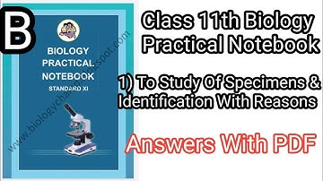 Class 11th Biology Practical Notebook|| (B) 1)To Study Of Specimens & Identification With Reasons. B