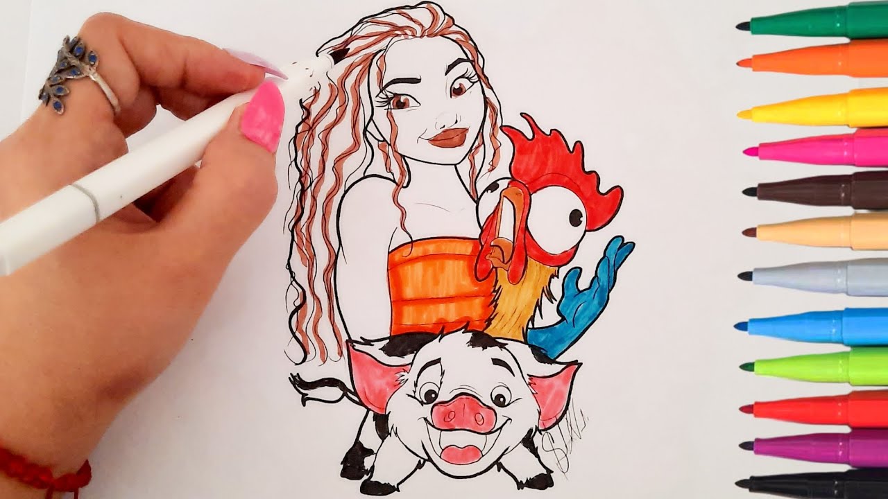 Let's color Moana 2 together | The magic of colors by coloring the ...