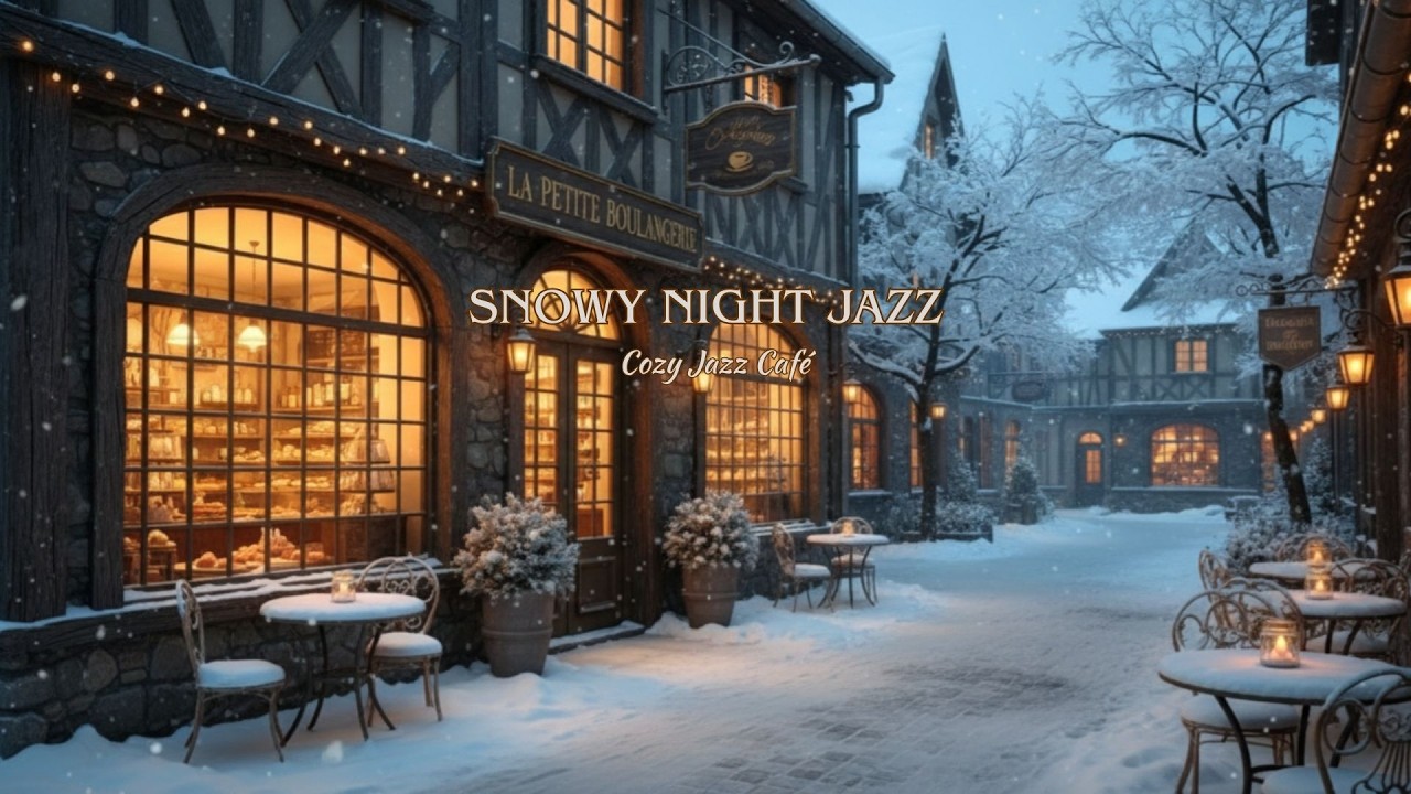 Cozy Jazz Café ☕❄️ - Snowy Night Jazz for Focus & Calm