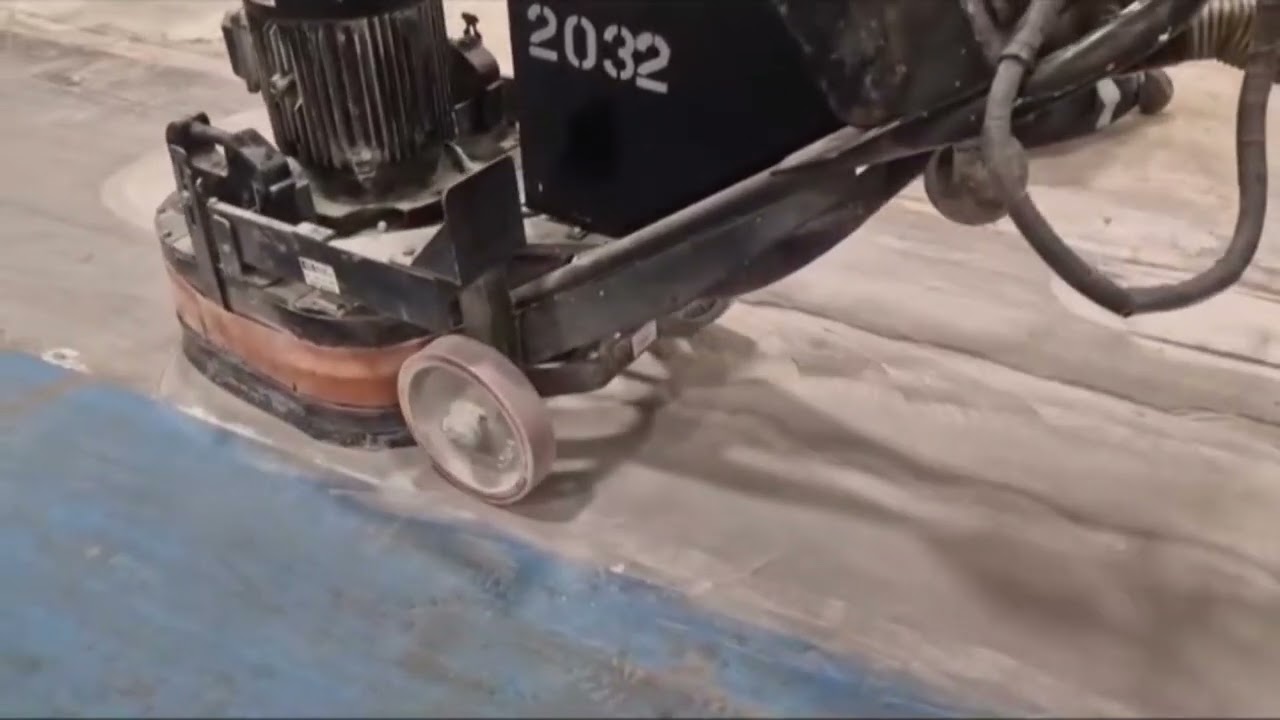 Terrco GP 3000 Four Headed Grinder Removing Epoxy Paint From Floor
