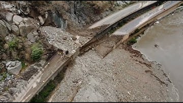 CDOT drone video of Glenwood Canyon mud and rock slides over I-70