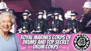 American Reacts to DRUM BATTLE  Royal Marines Corps of Drums and Top Secret Drum Corps | Jubilee
