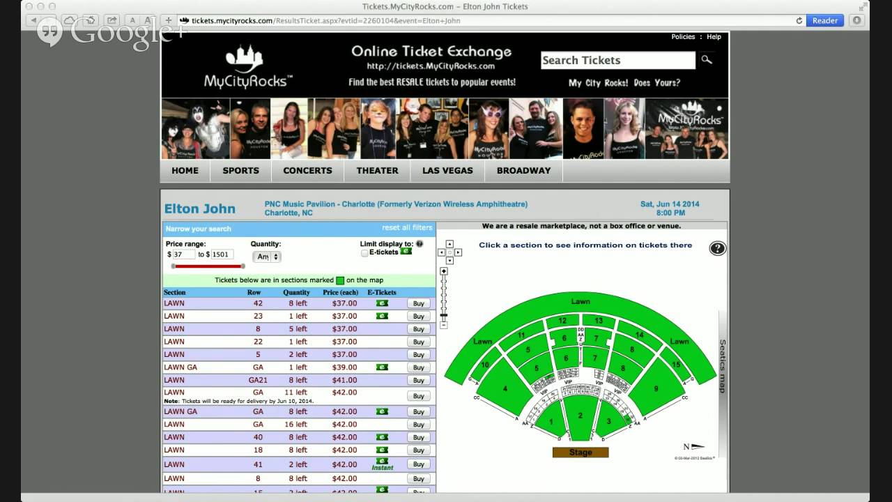 Pnc Music Pavilion Charlotte North Carolina Seating Chart