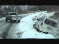 79 Ford F250 pulling van out of ditch in snow