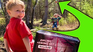 This zipline gets the fun going, fast!  //  NinjaSafe zipline setup and test.