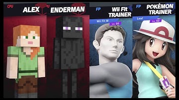 Super Smash Bros Ultimate Amiibo Fights – Steve & Co #342 Alex & Enderman vs Wii Fit & Leaf