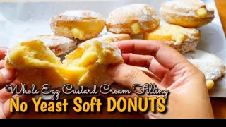 Soft Custard Cream Donuts without Yeast | Whole Egg Cream Custard Donuts Recipe