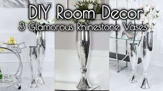 ✨DIY ROOM DECOR ✨3 BLUE GLAM  DIY VASES ✨DIY HOME DECOR #diyroomdecor #centerpieces #diyglam