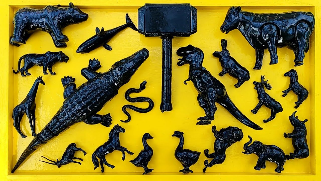 Membersihkan mainan hewan, sapi, bebek, angsa, ayam, gajah, singa, unta, buaya, zebra, kangguru.