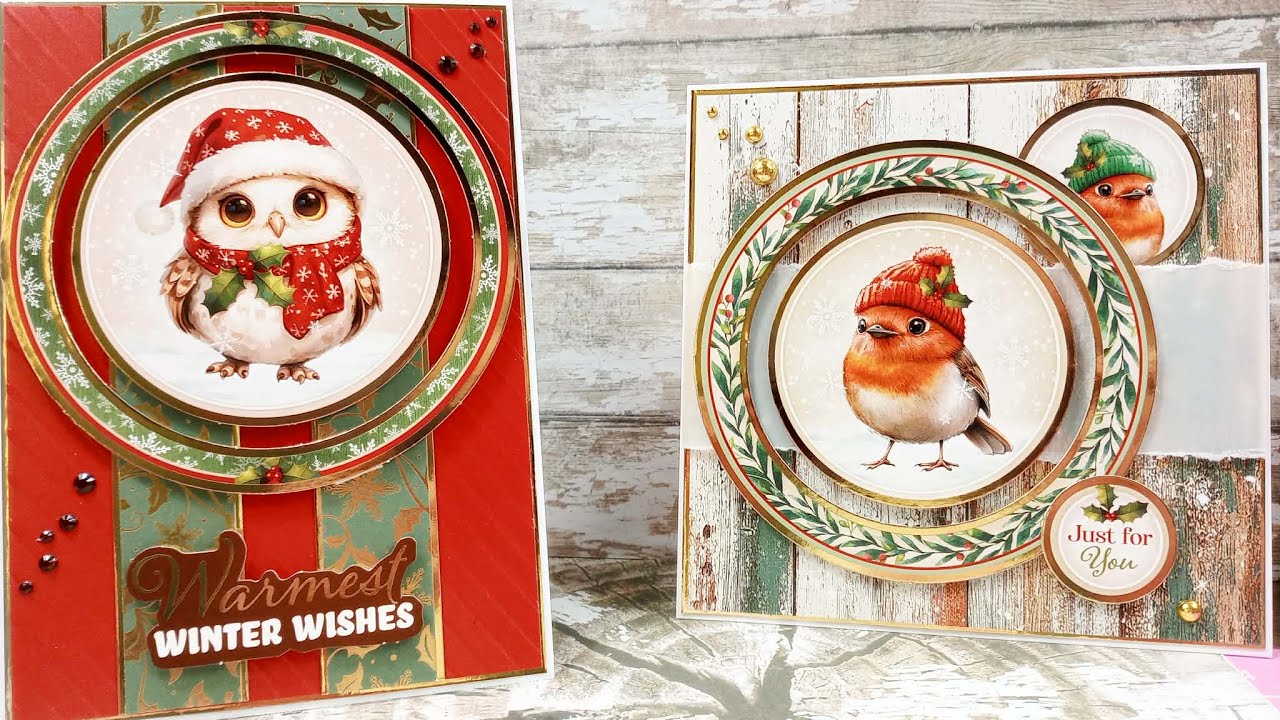 Изготовление открыток с помощью Hunkydory Crafts Christmas Cuties Card Topper Pad — сезонные твиты