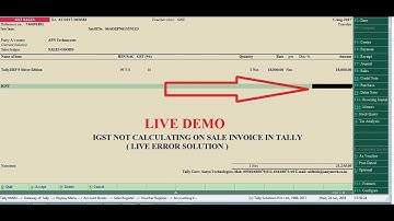 IGST Not Calculating On Sale Invoice in Tally.ERP 9 ( Live Demo ) - HINDI