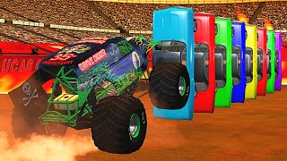 BeamNG.drive - Monster Truck Stunts, Jumps, Crushing Cars, Fails, Crashes, #12