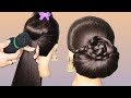 5 Minute Donut Bun Hairstyle With Braiding Hair 🧿 Simple Juda Hairstyle For Wedding F Long Hair