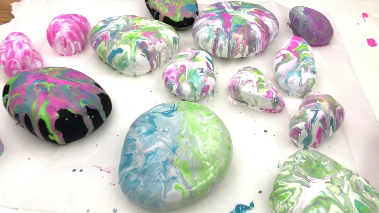 Paint Saving Pour Painted Rocks - YouTube