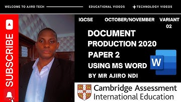 IGCSE ICT (0417/0983) Paper 2 Document Production October November 2020 Variant 02 | Microsoft Word