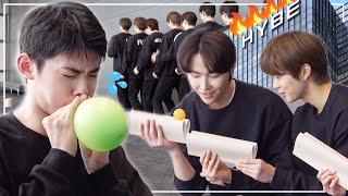 🔥챌린지옥 in 하이브🔥 협동심 키우기 쉽지 않네… 🫠 | WE LINK! Behind (탁구공🏓, 풍선🎈, 우산☂️) - &TEAM