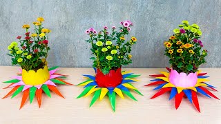 Recycle Plastic Bottles into Beautiful Flower Pots For The Table  | Garden Design