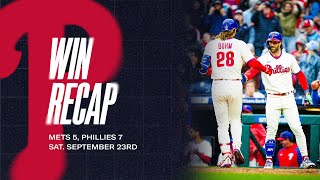 Mets vs. Phillies Highlights (9\/23\/23)