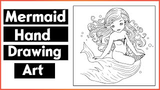 Cute mermaids pencil sketch drawing art. #cuteart #mermaidsart #drawing