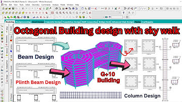 Octagonal building design with skywalk using staad pro v8i software | civil engineering | structure
