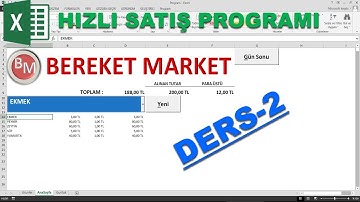Excel İle Market Hızlı Satış Programı DERS- 2 - Video Hızını 1.25 yapınız