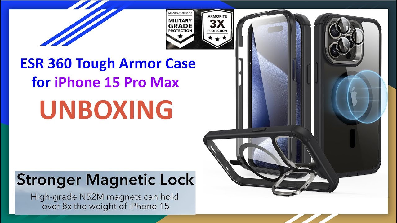 ESR 360 Tough Armor Case for iPhone 15 Pro Max Unboxing 