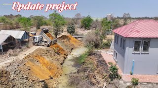 #ep2 The Update project, pour soil around the house ​by bulldozer D-21-P & Dump truck 5ton team