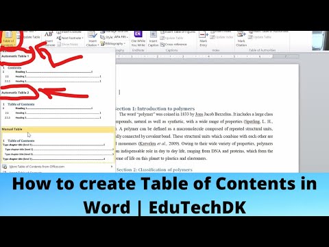 How to create Table of Contents in Word | EduTechDK