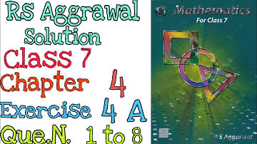 Rs aggarwal class 7 Chapter 4 Exercise 4A Question 1,2,3,4,5,6,7,8 | MD Sir