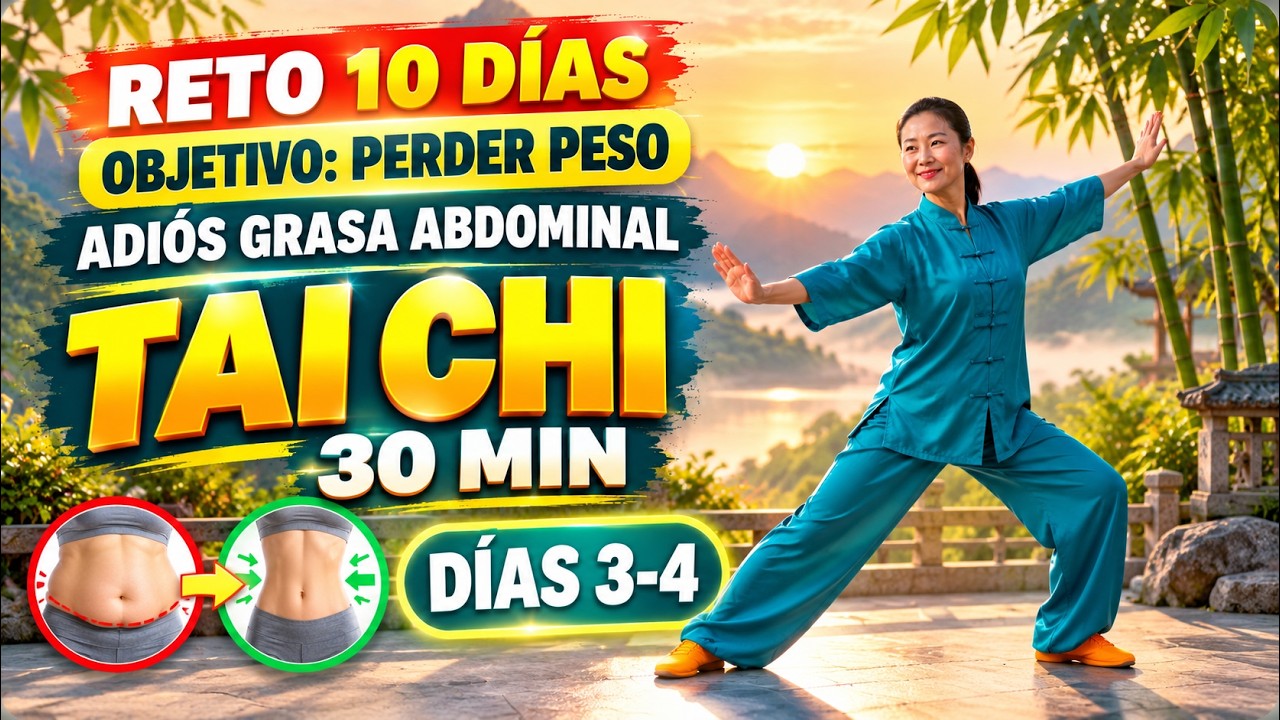 Tai Chi para Adelgazar | Reto 10 Días: -5 kg y Grasa Abdominal | Caminata Tai Chi 30 Min | Días 3-4