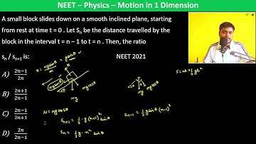 A small block slides down on a smooth inclined plane, starting from rest at time t = 0 . Let Sn be