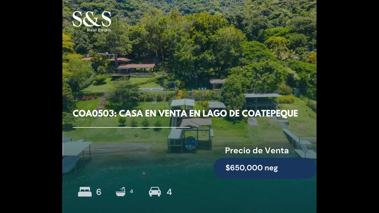 VENDIDA! COA0503: Casa en Venta en Lago de Coatepeque, Santa Ana