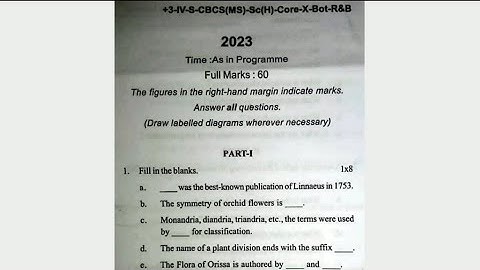 +3 Bsc 4th Semester Botany Core-10 (Plant Taxonomy) Question Paper 2023 || Utkal University ||