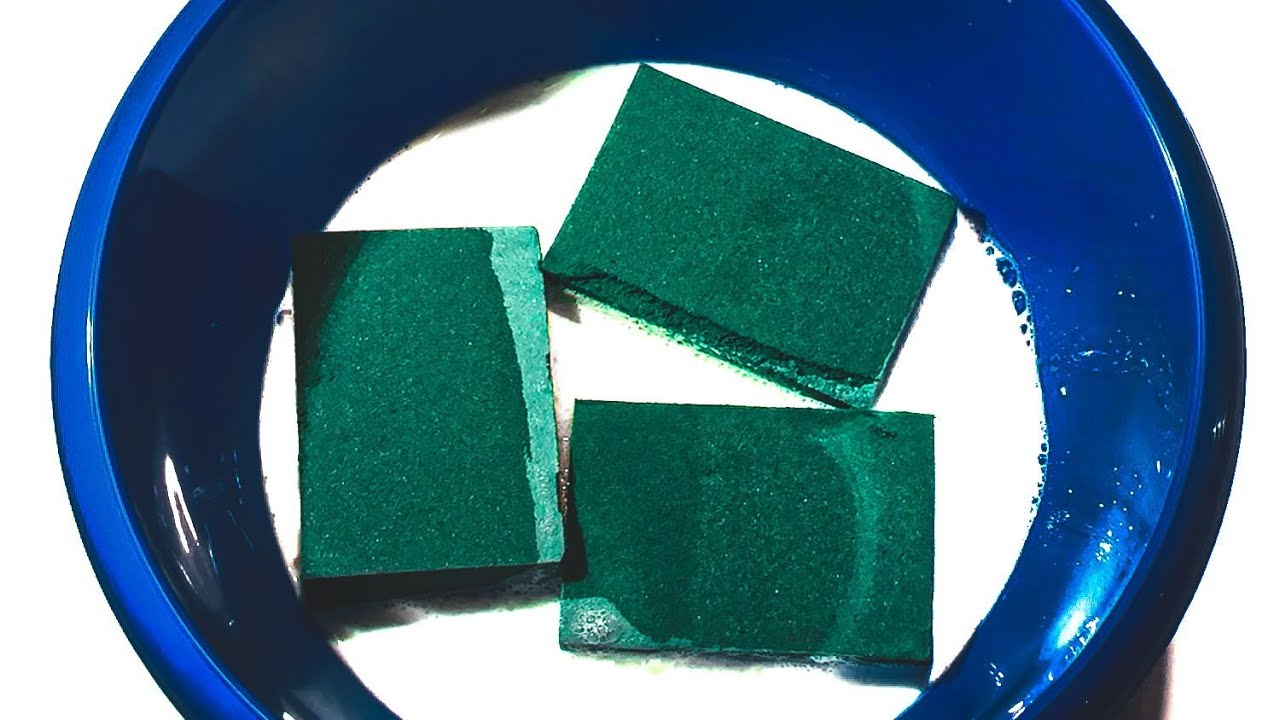 Floral Foam In Milk ! Soaked Floral Foam Crushing ASMR ! Wet Sponge