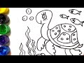 GLITTER CUTE TURTLE COLORING AND DRAWING FOR KIDS , TODDLERS ⁄ РИСУЕМ ЧЕРЕПАХУ ⁄ COLOR TV ⁄ ART