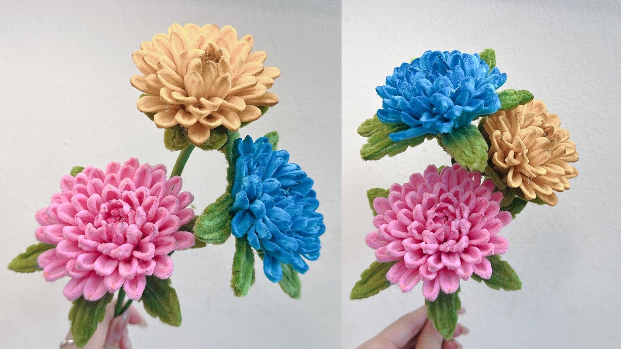 DIY Pipe Cleaner Craft | How to Make Dahlia Flower From Pipe Cleaner | Flower Ideas