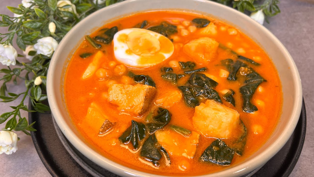 😀 POTAJE DE GARBANZOS CON BACALAO Y ESPINACAS, receta de vigilia y Semana Santa #cocinatradicional