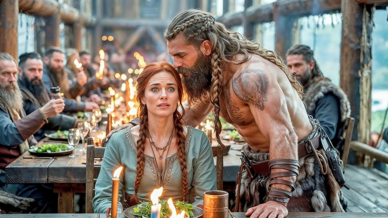 Se sentó sola en el banquete de boda — hasta que un vikingo gigante dijo «Finge que estás conmigo»