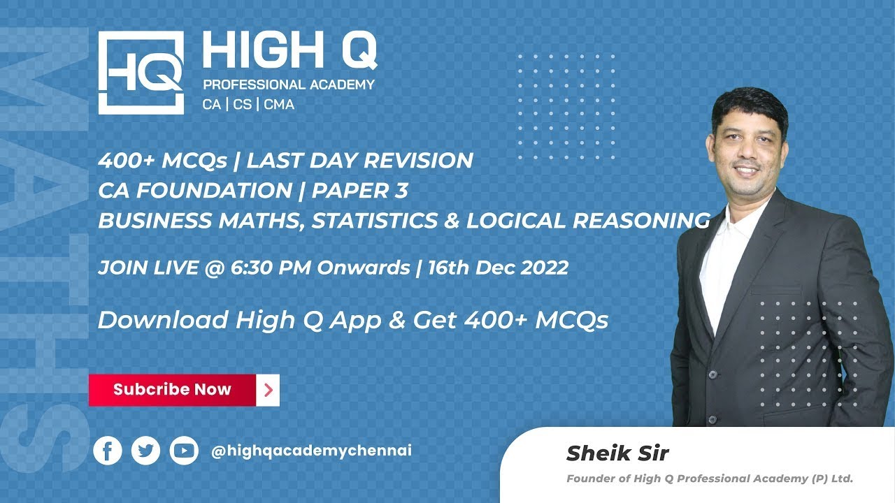 Last Day Revision Part 2 | CA Foundation Paper 3 Business Maths, Statistics & Logical Reasoning