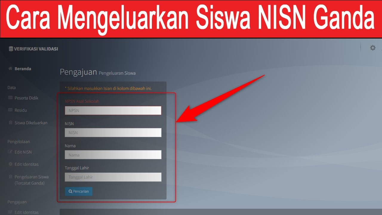 cara mengatasi atau mengaluarkan data siswa nisn ganda di verval pd