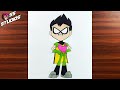 How to draw robin from teen titans go  step by step