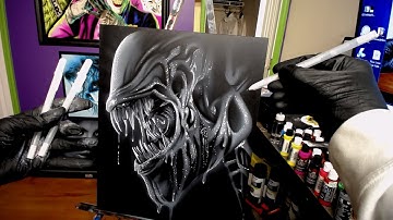 Airbrushing Tutorial #6 THE ALIEN with gel pens for my highlights