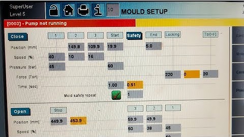 Mold Setup Page PLC Injection Molding Machine