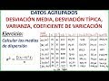 MEDIDAS DE DISPERSIÓN (D. MEDIA, VARIANZA, D. TÍPICA, COEFICIENTE DE VARIACIÓN) - DATOS AGRUPADOS