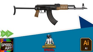 Designing AK47 in  Adobe Illustrator | PUBG Special | Speed Art | Graphics Groot