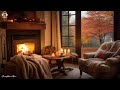 Warm &amp; Cozy Fall Evening Jazz Playlist, Fireplace sound - Relaxing Cafe music to Study, Work, Chill